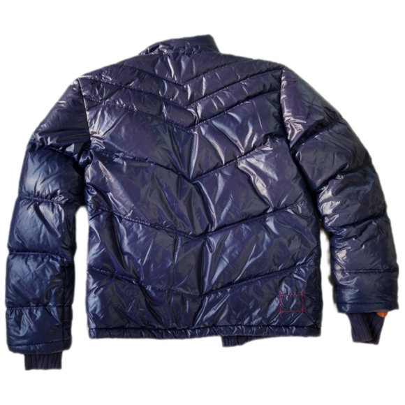 PUMA Super Thick Puffer Blue Red Multi-Pocket High Collar Zip Jacket - Picture 2 of 12